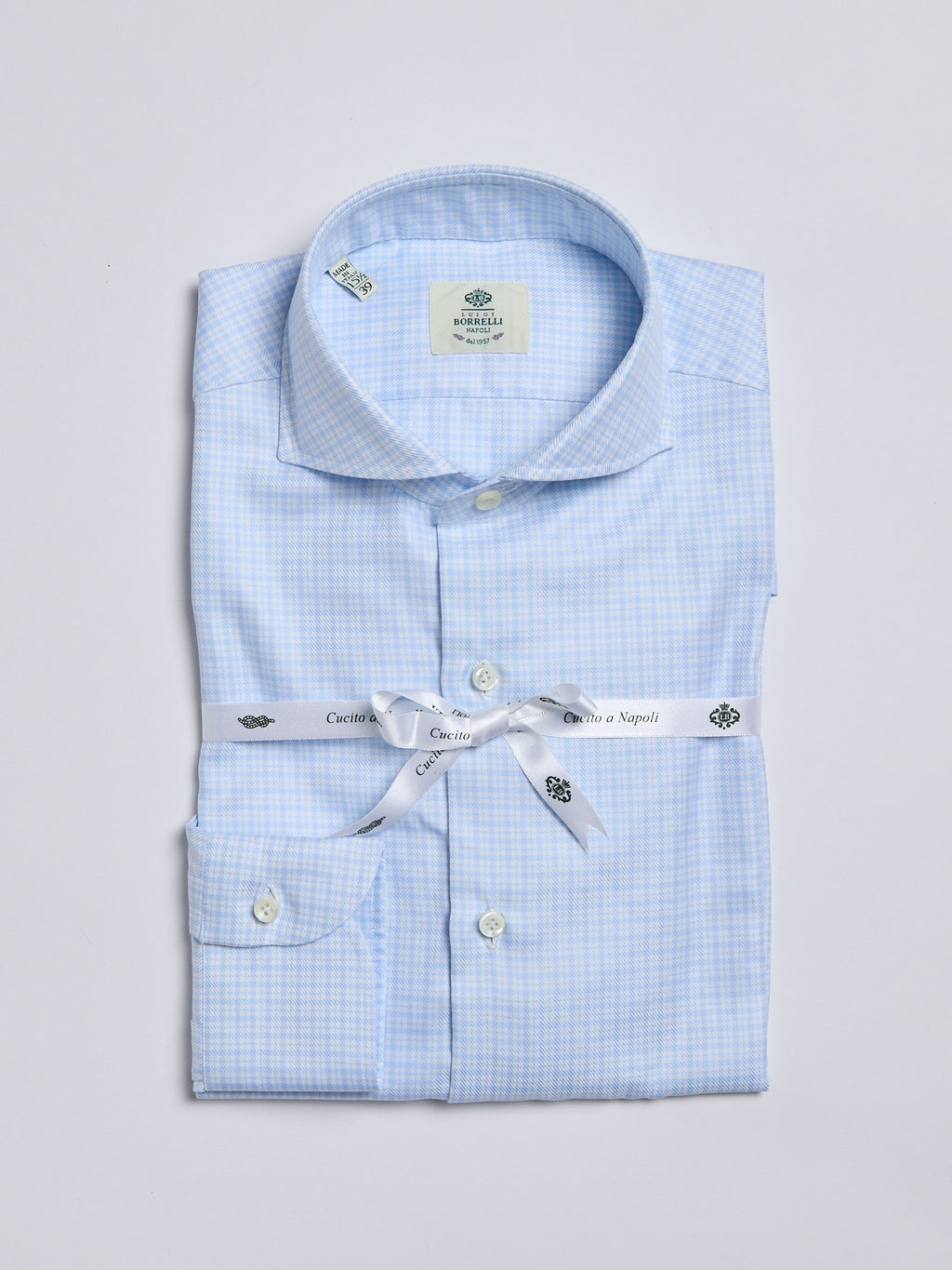 CHECKED TWILL SHIRT - SKY BLUE