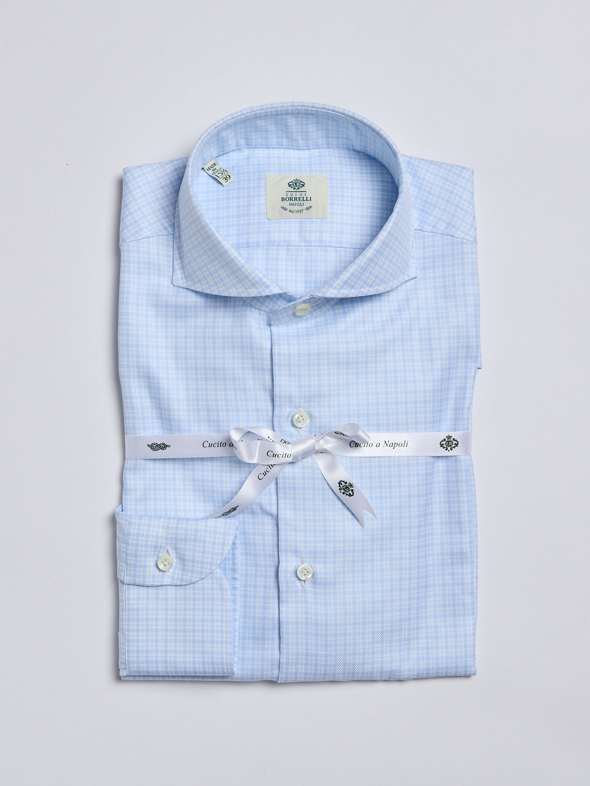 CHECKED TWILL SHIRT - SKY BLUE