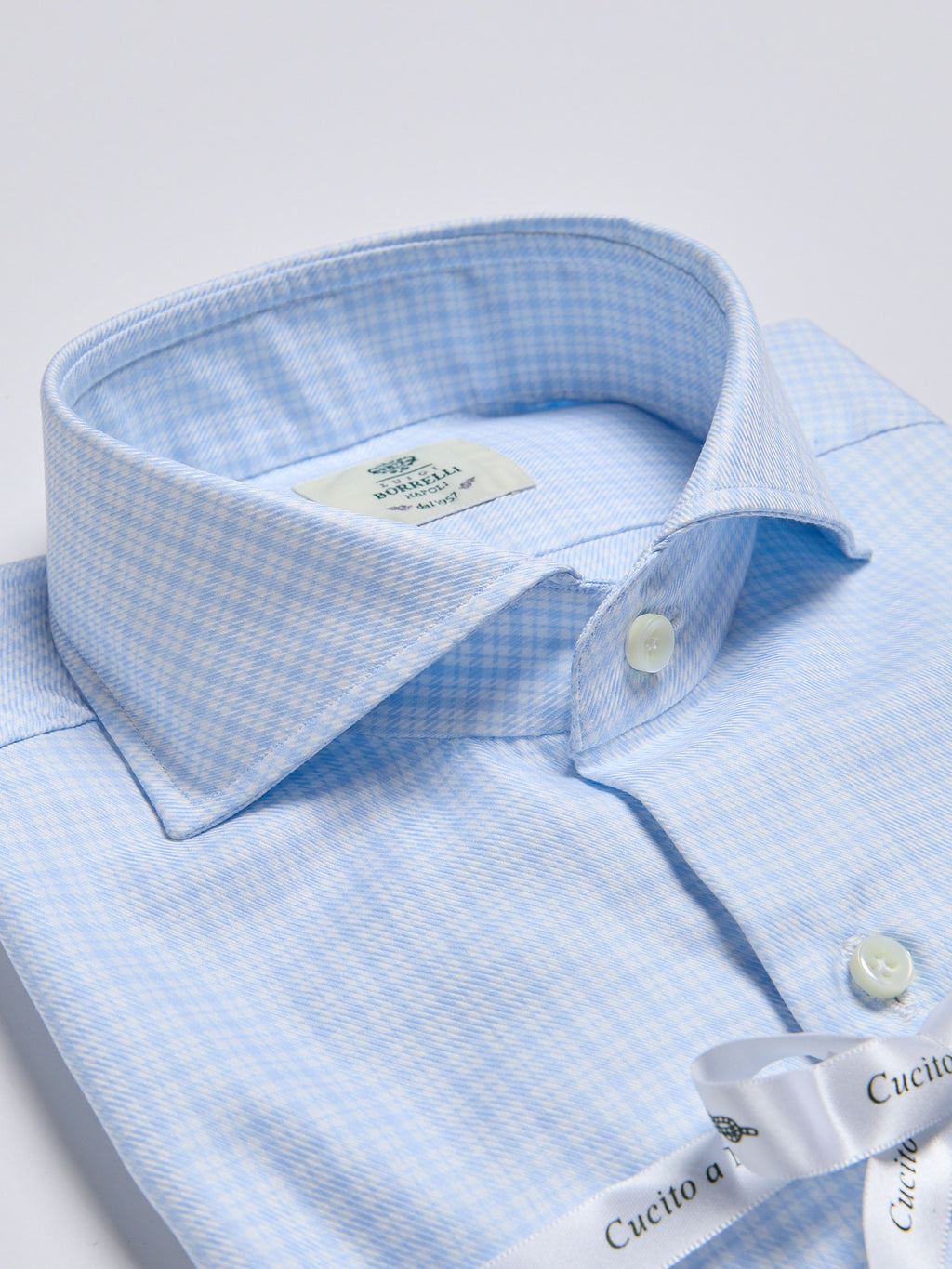 CHECKED TWILL SHIRT - SKY BLUE
