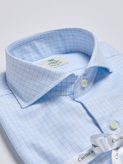 CHECKED TWILL SHIRT - SKY BLUE