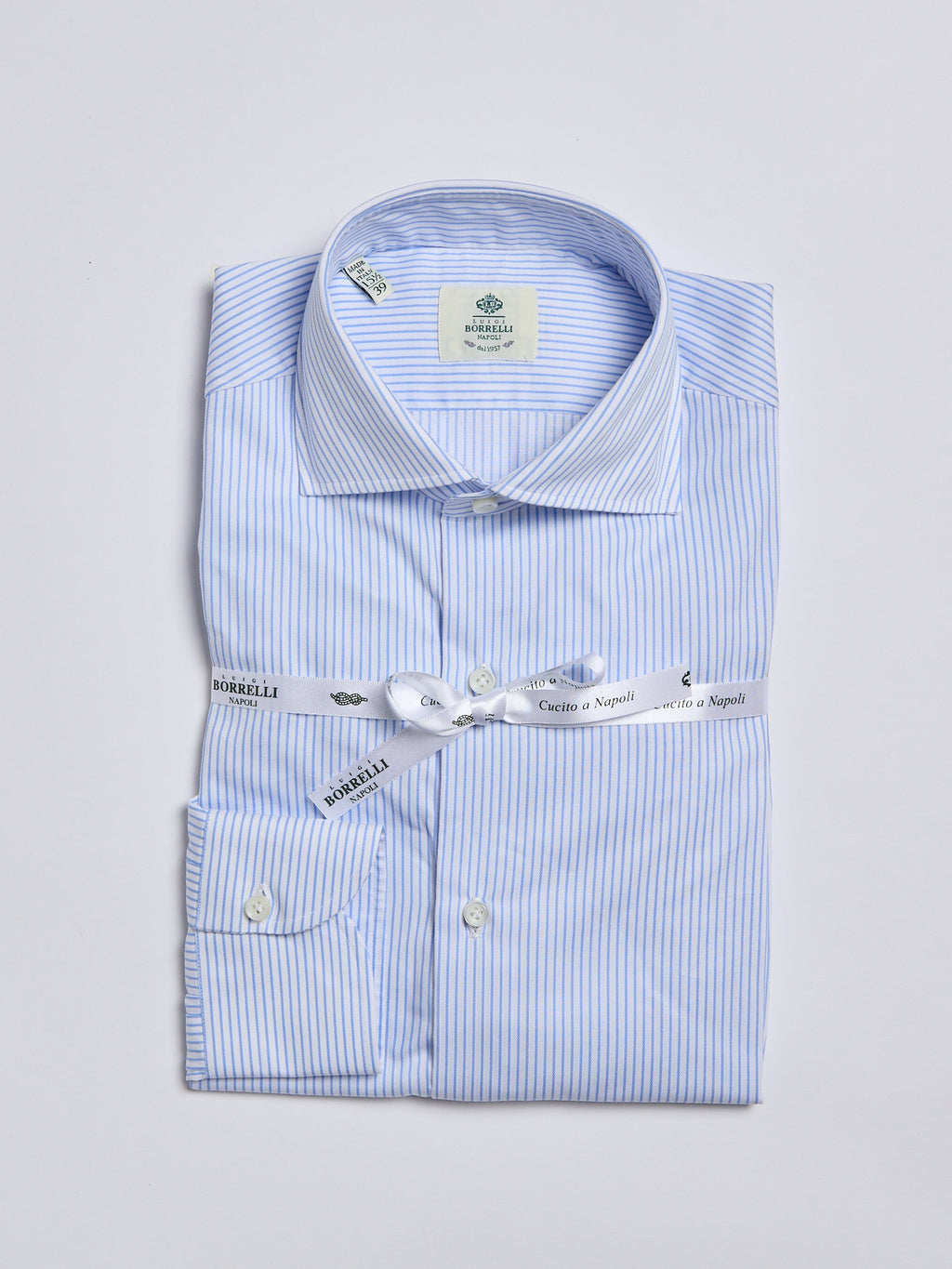 STRIPED TWILL SHIRT - LIGHT BLUE