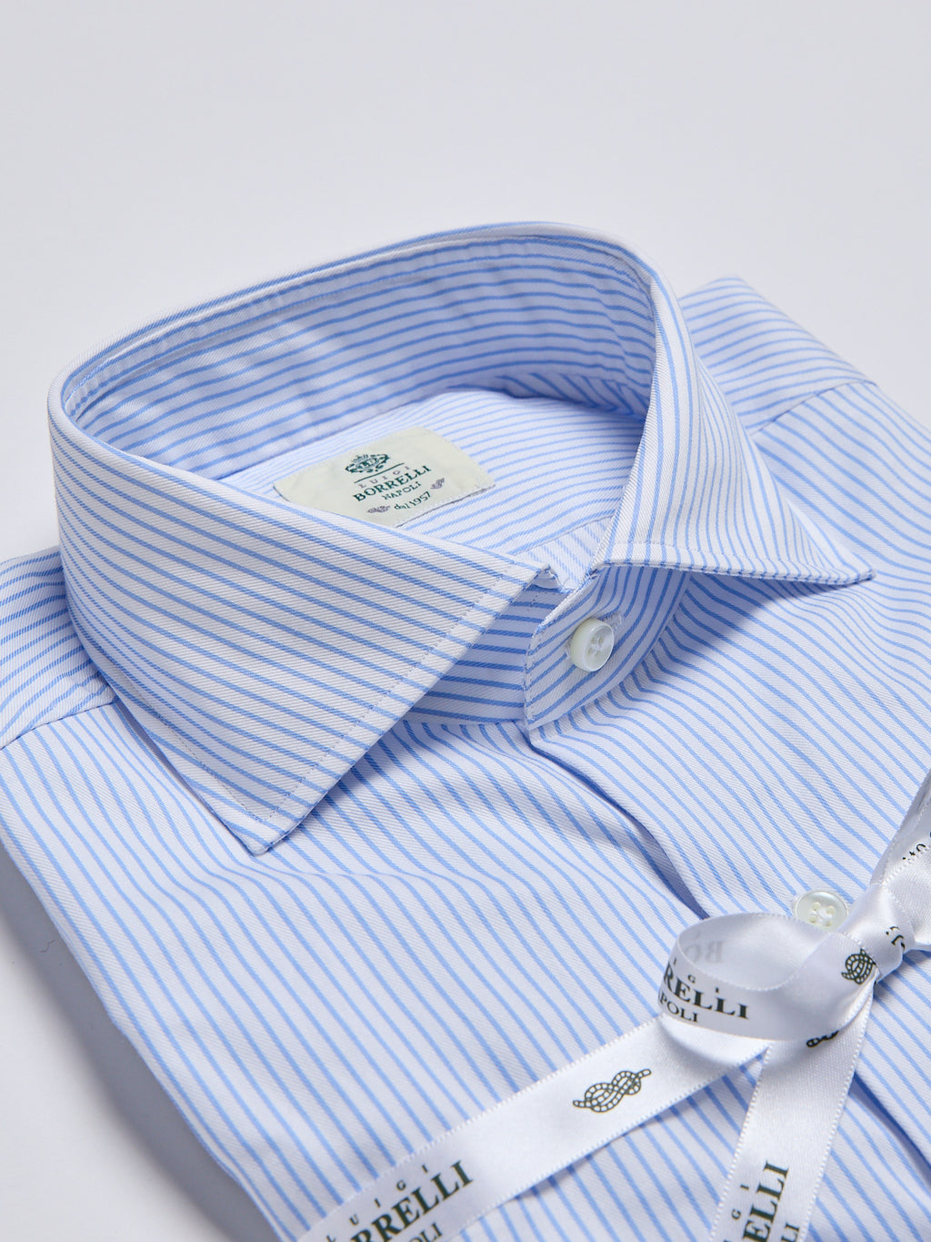 STRIPED TWILL SHIRT - LIGHT BLUE