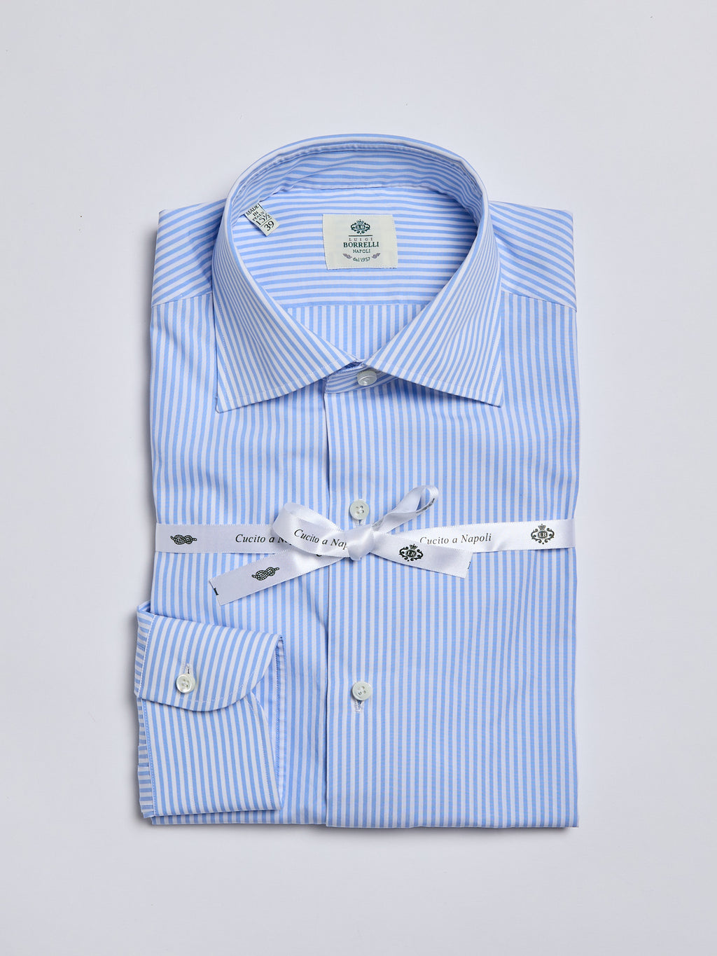 STRIPED POPLIN SHIRT - LIGHT BLUE