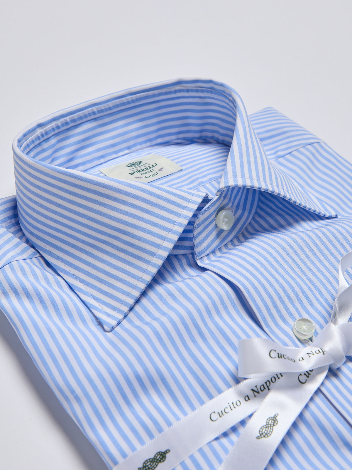 STRIPED POPLIN SHIRT - LIGHT BLUE