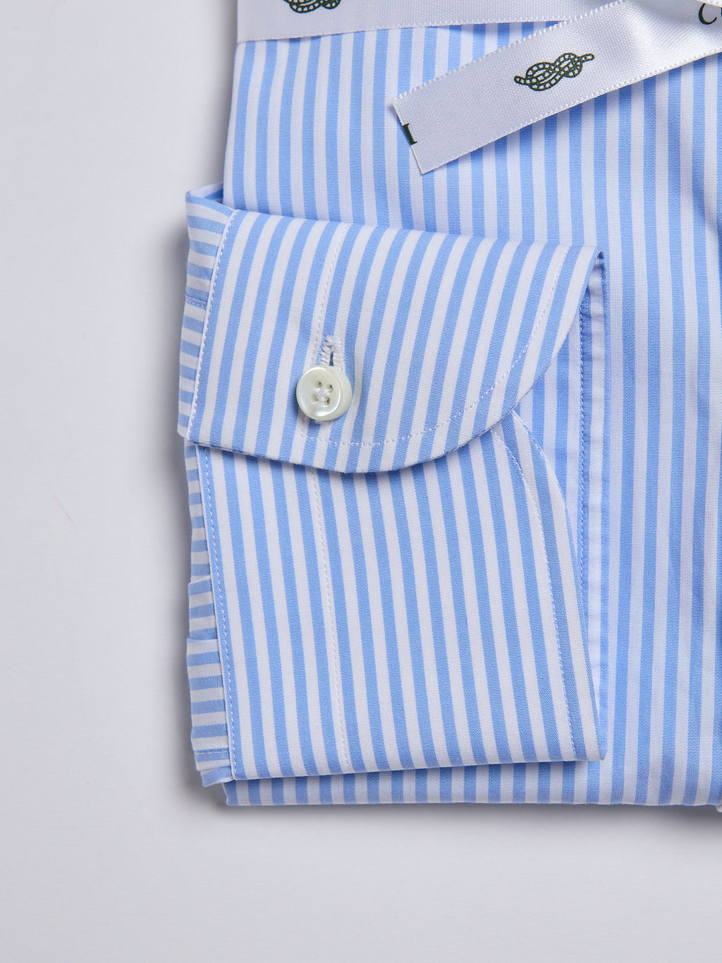 STRIPED POPLIN SHIRT - LIGHT BLUE