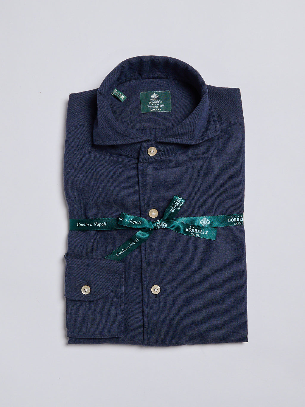 SOLID COLOR COTTON BLEND SHIRT - BLUE