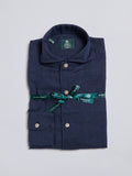 SOLID COLOR COTTON BLEND SHIRT - BLUE
