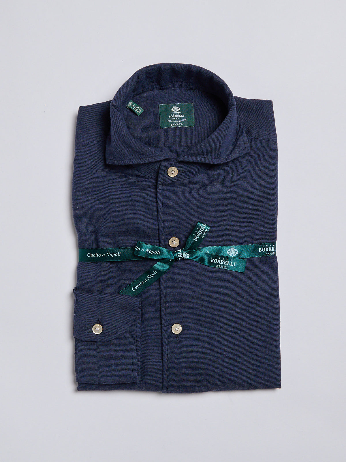 SOLID COLOR COTTON BLEND SHIRT - BLUE