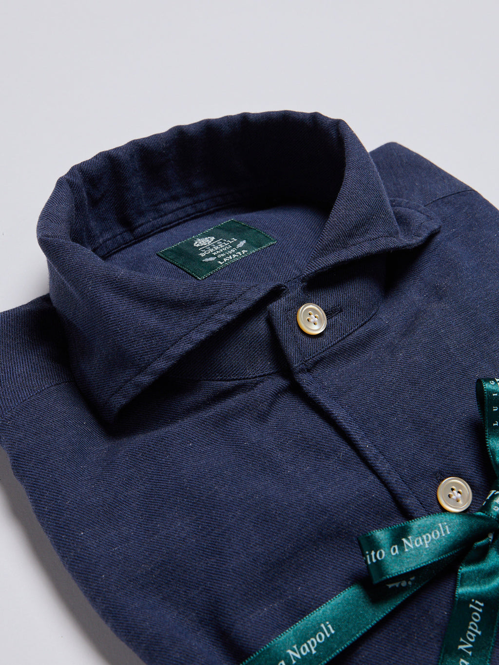 SOLID COLOR COTTON BLEND SHIRT - BLUE