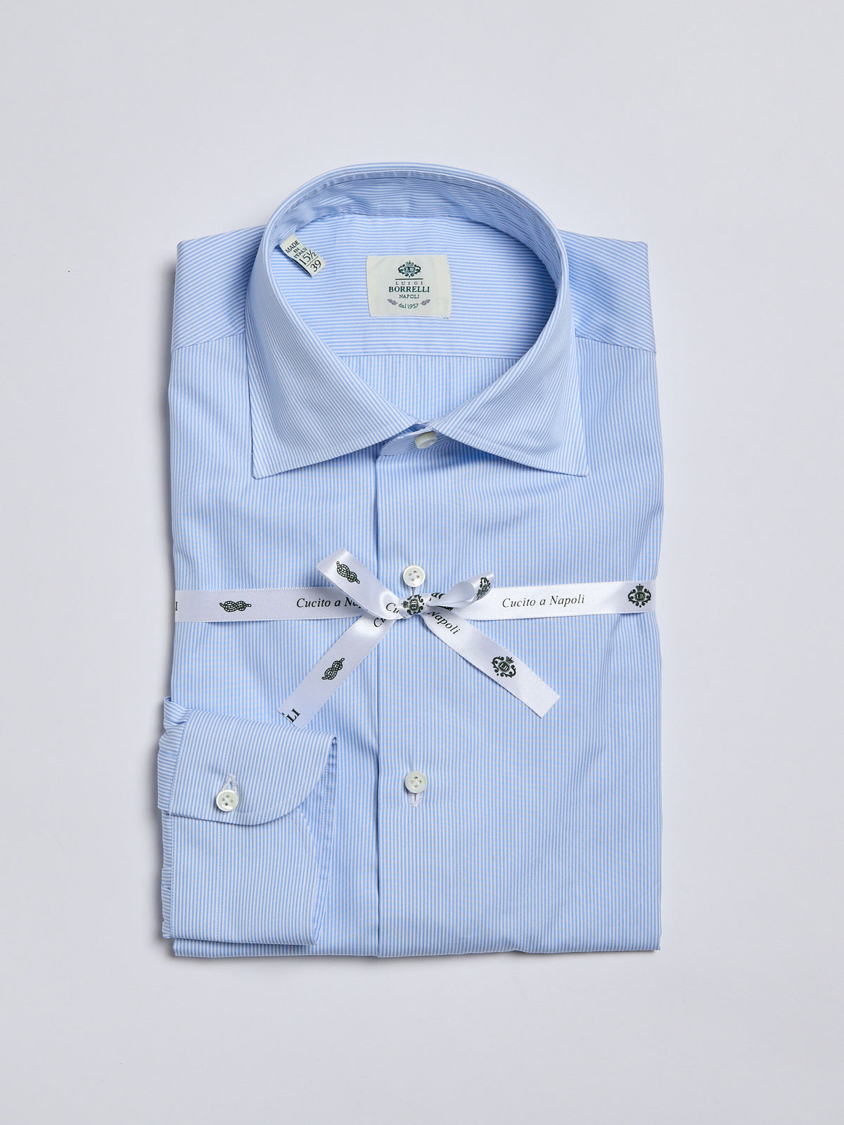 STRIPED POPLIN SHIRT - LIGHT BLUE