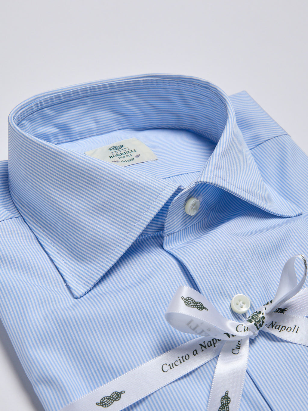 STRIPED POPLIN SHIRT - LIGHT BLUE