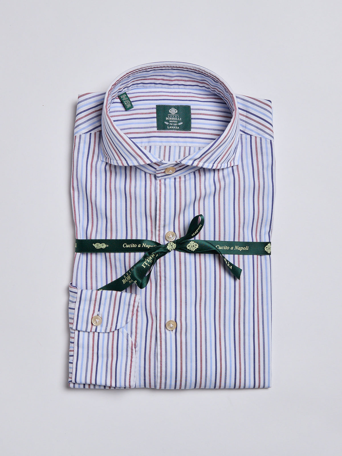 STRIPED TWILL SHIRT - RED/BLUE