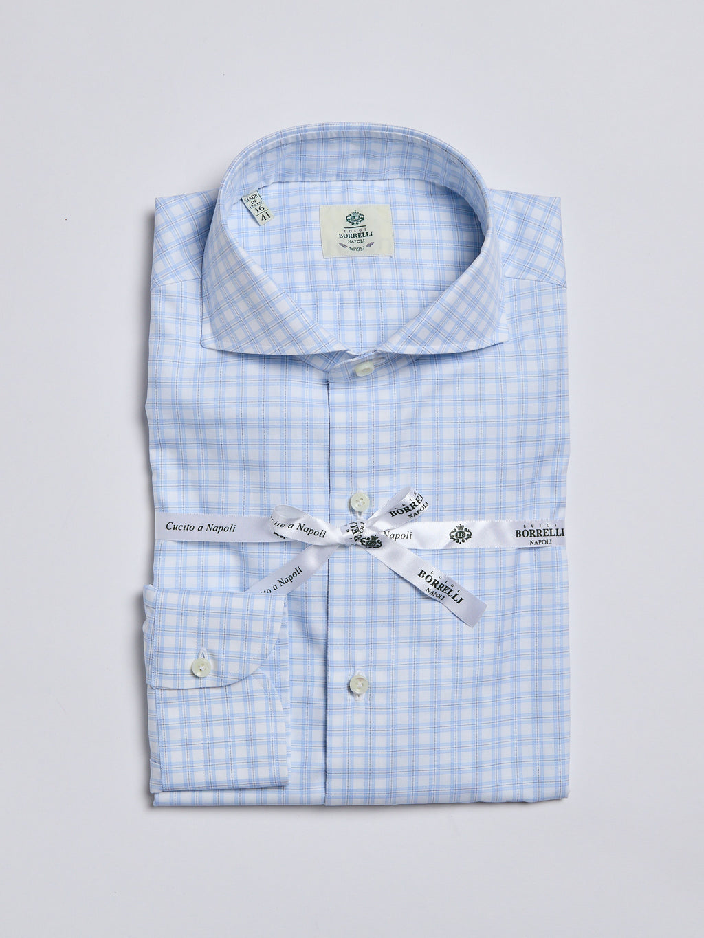 CHECKED TWILL SHIRT - SKY BLUE