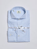 CHECKED TWILL SHIRT - SKY BLUE