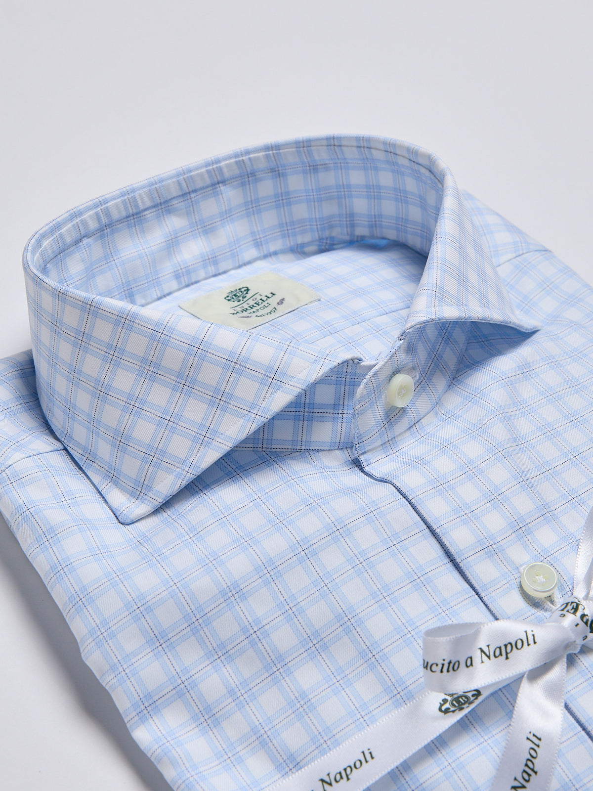 CHECKED TWILL SHIRT - SKY BLUE