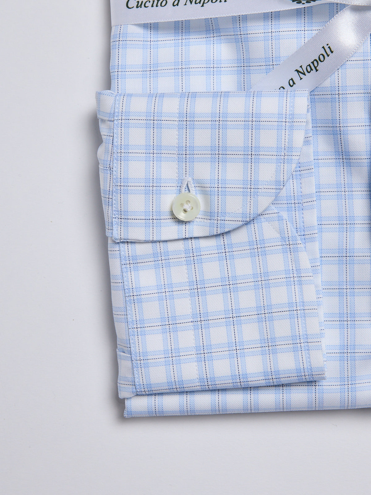 CHECKED TWILL SHIRT - SKY BLUE