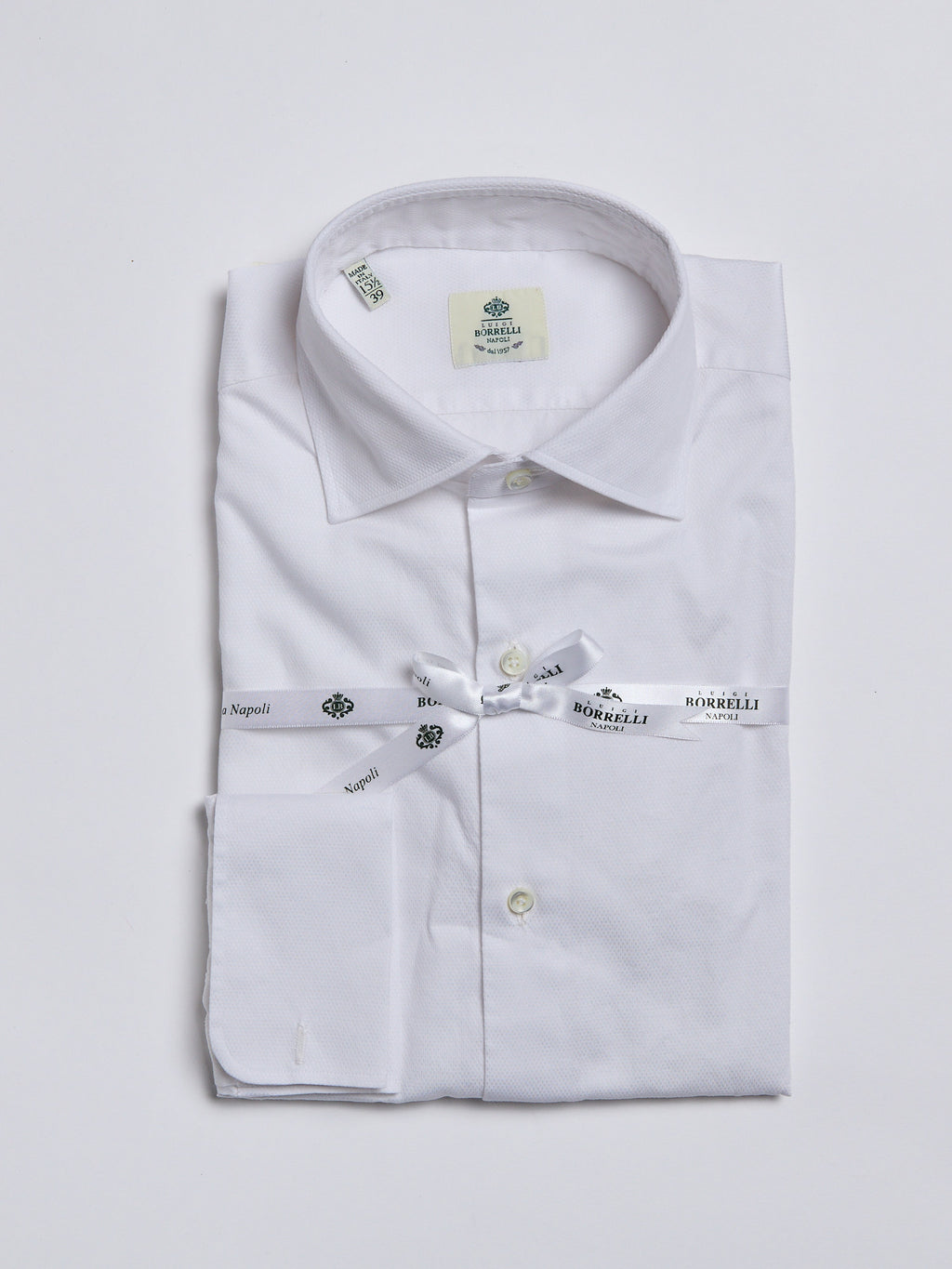 JACQUARD SHIRT WITH FRENCH CUFFS - WHITE