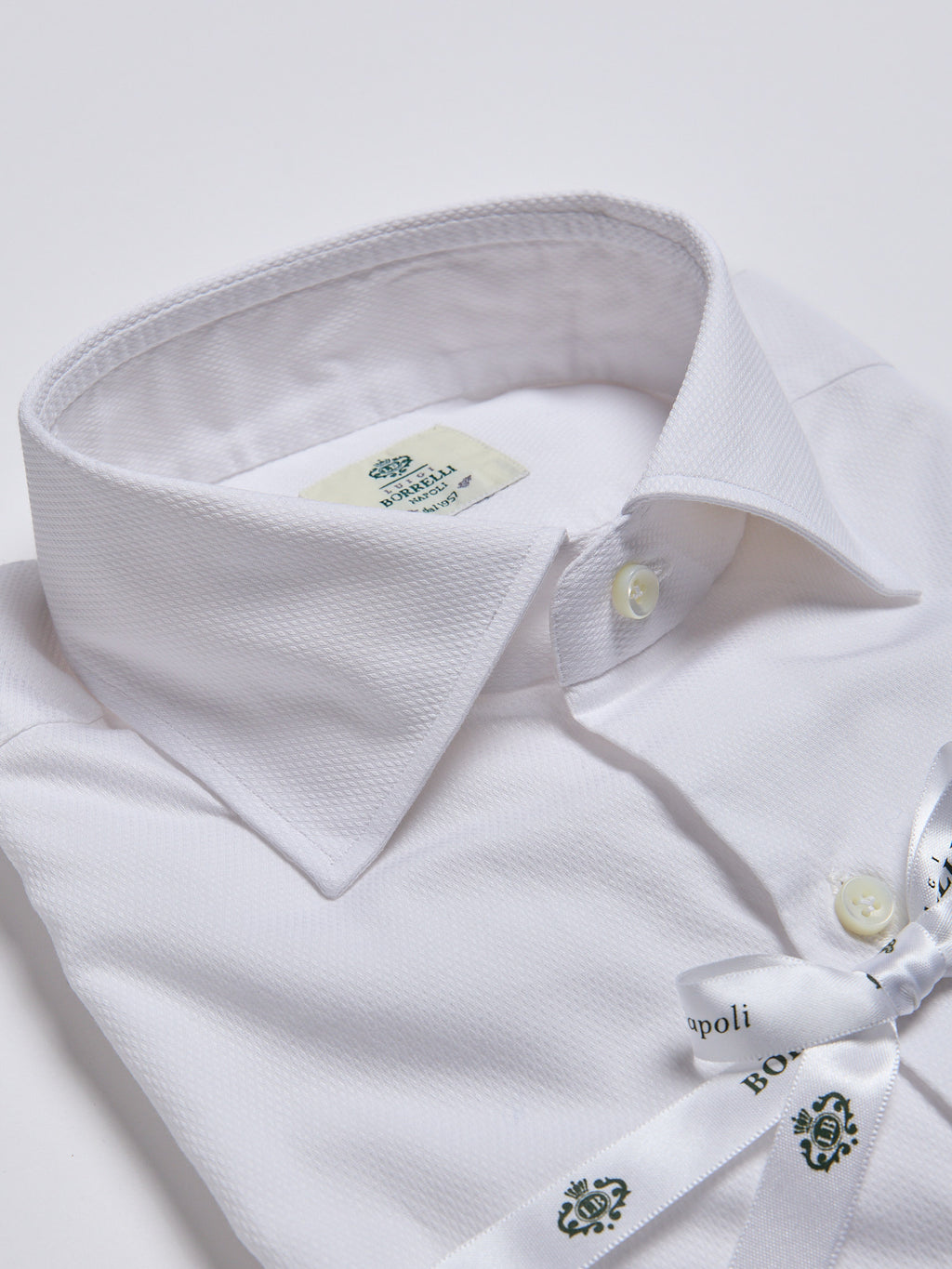 JACQUARD SHIRT WITH FRENCH CUFFS - WHITE