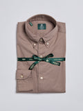 SOLID COLOR BUTTON-DOWN TWILL SHIRT - TAUPE