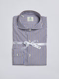 STRIPED COTTON SHIRT - BROWN/BLUE