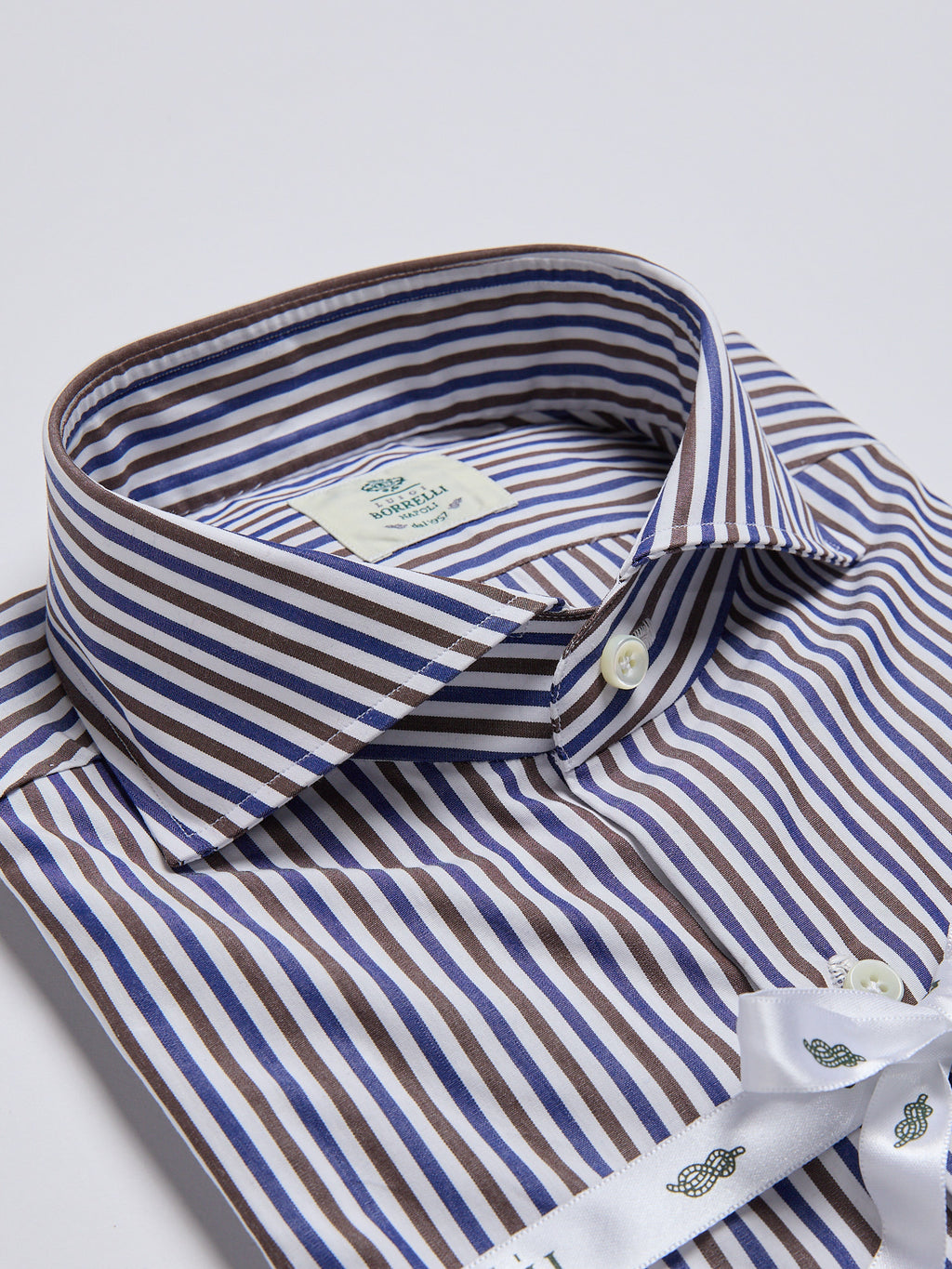 STRIPED COTTON SHIRT - BROWN/BLUE