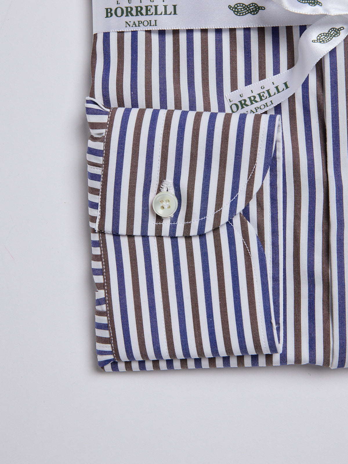 STRIPED COTTON SHIRT - BROWN/BLUE