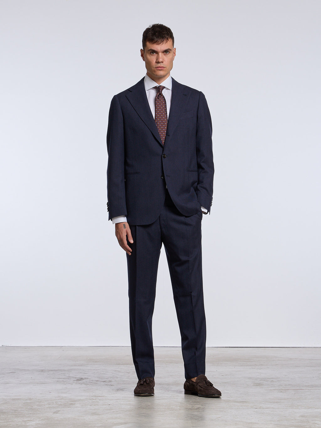 SINGLE-BREASTED WOOL/CASHMERE BLEND SUIT - BLUE