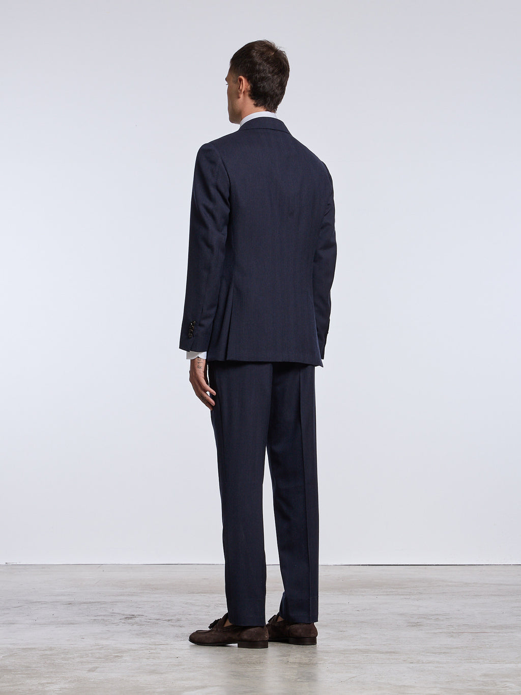 SINGLE-BREASTED WOOL/CASHMERE BLEND SUIT - BLUE