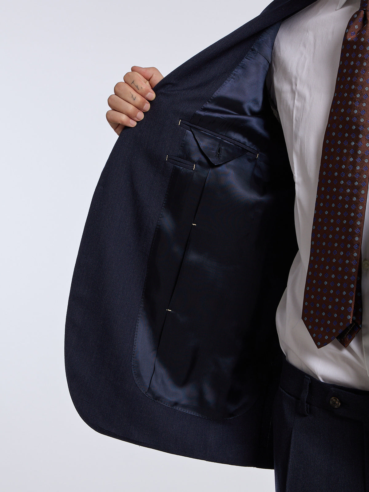 SINGLE-BREASTED WOOL/CASHMERE BLEND SUIT - BLUE
