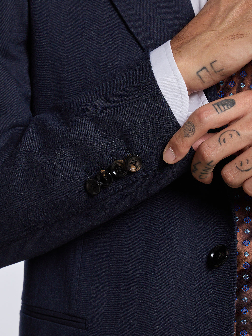 SINGLE-BREASTED WOOL/CASHMERE BLEND SUIT - BLUE