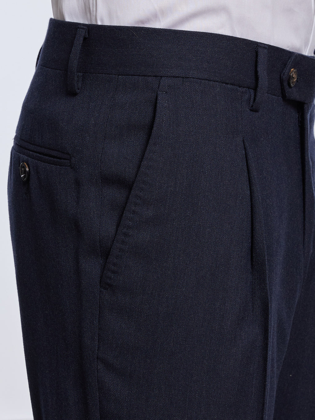 SINGLE-BREASTED WOOL/CASHMERE BLEND SUIT - BLUE