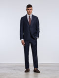 SINGLE-BREASTED CHECKED WOOL SUIT - BLUE
