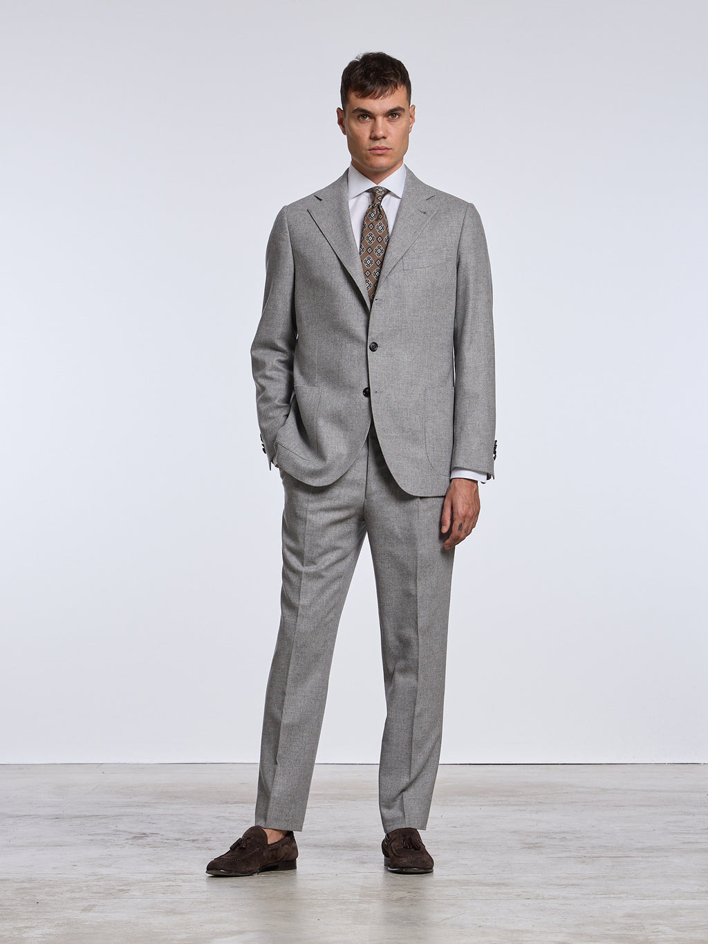 SINGLE-BREASTED WOOL BLEND SUIT - GREY