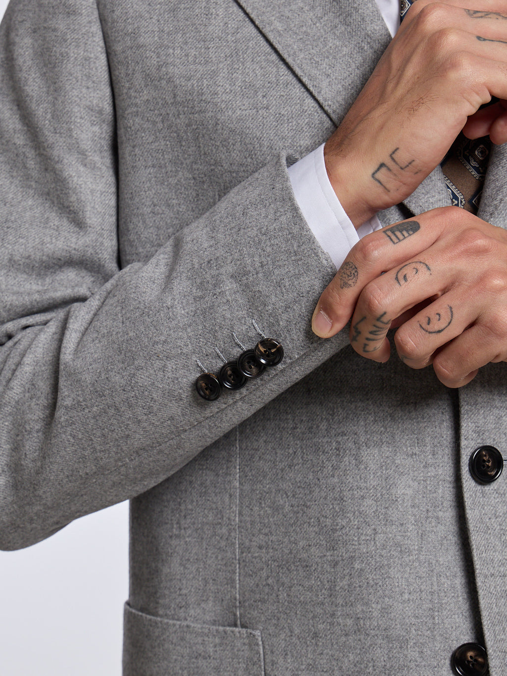 SINGLE-BREASTED WOOL BLEND SUIT - GREY