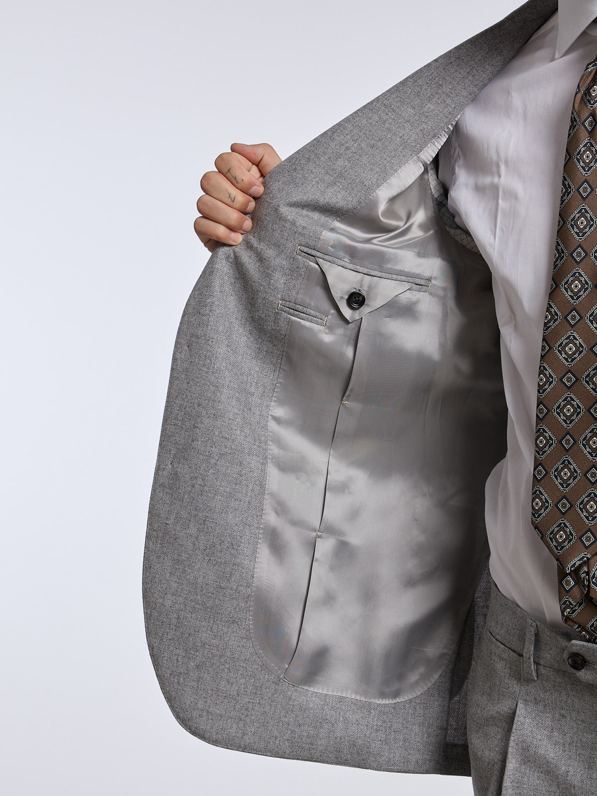 SINGLE-BREASTED WOOL BLEND SUIT - GREY
