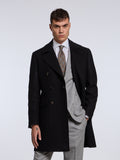 DOUBLE-BREASTED WOOL/CASHMERE COAT - DARK BLUE