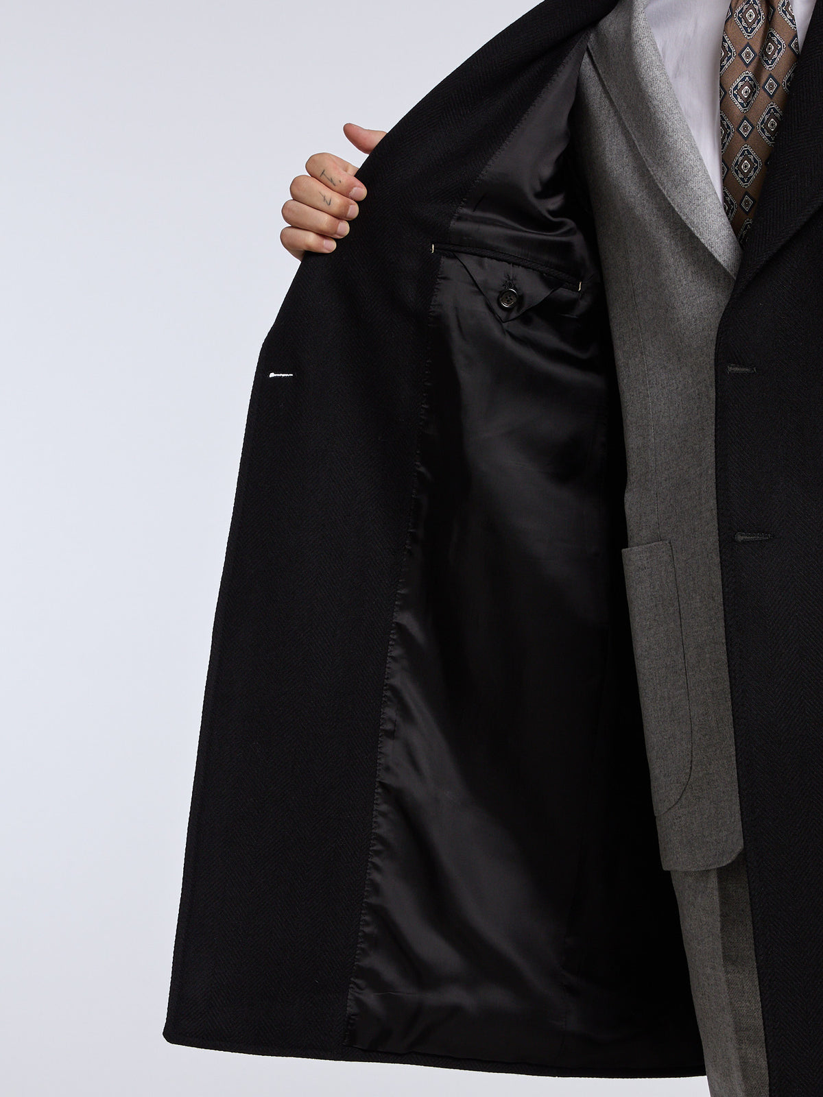 DOUBLE-BREASTED WOOL/CASHMERE COAT - DARK BLUE