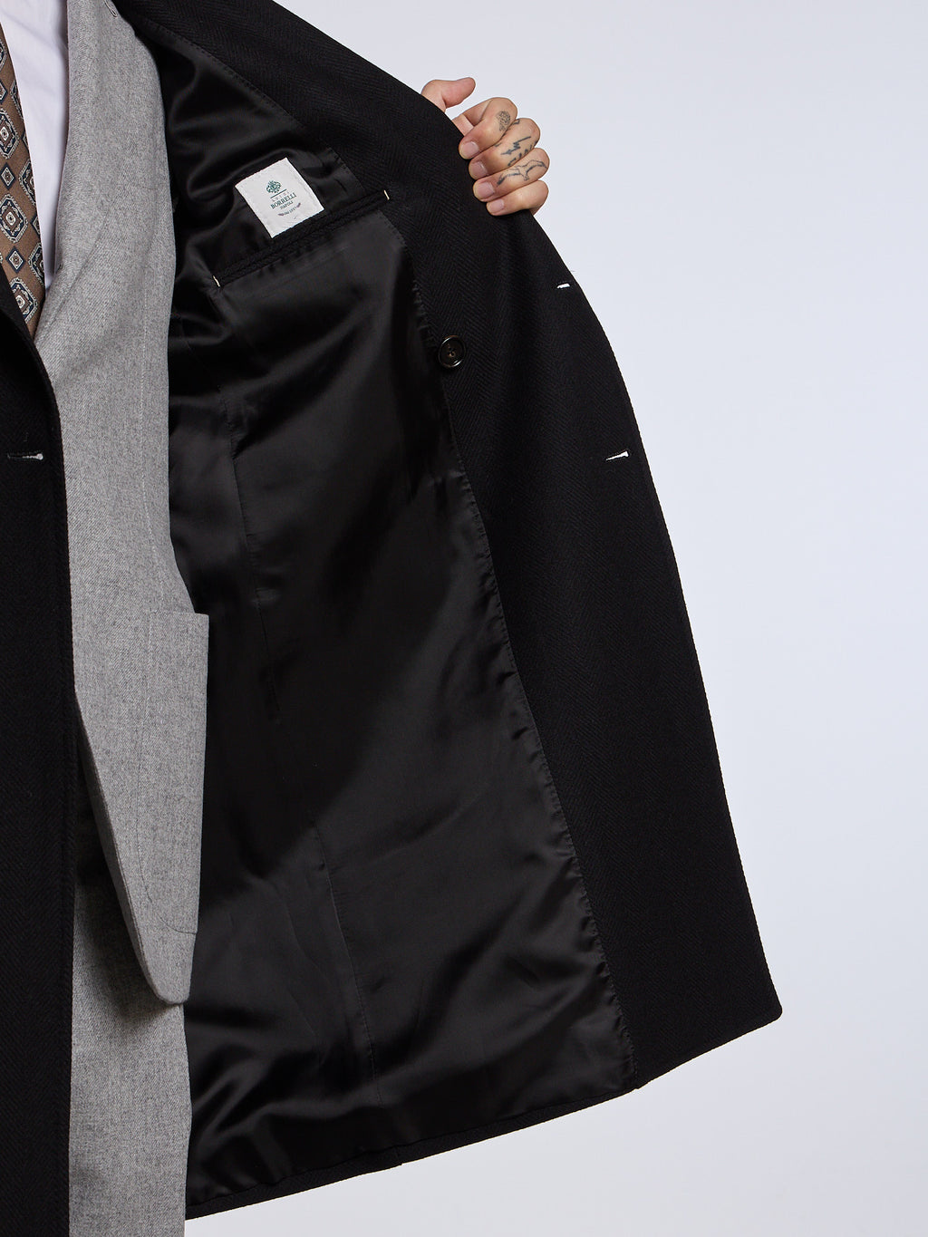 DOUBLE-BREASTED WOOL/CASHMERE COAT - DARK BLUE