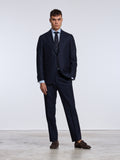 SINGLE-BREASTED WOOL PINSTRIPE SUIT - BLUE