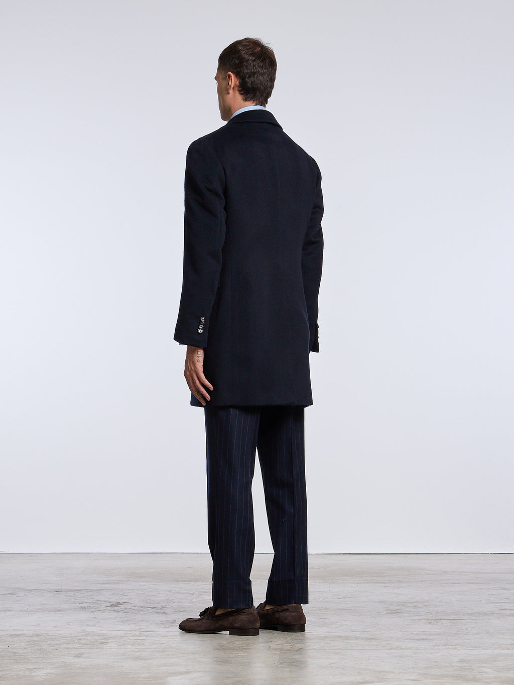 "TORINO" SINGLE-BREASTED WOOL COAT - BLUE