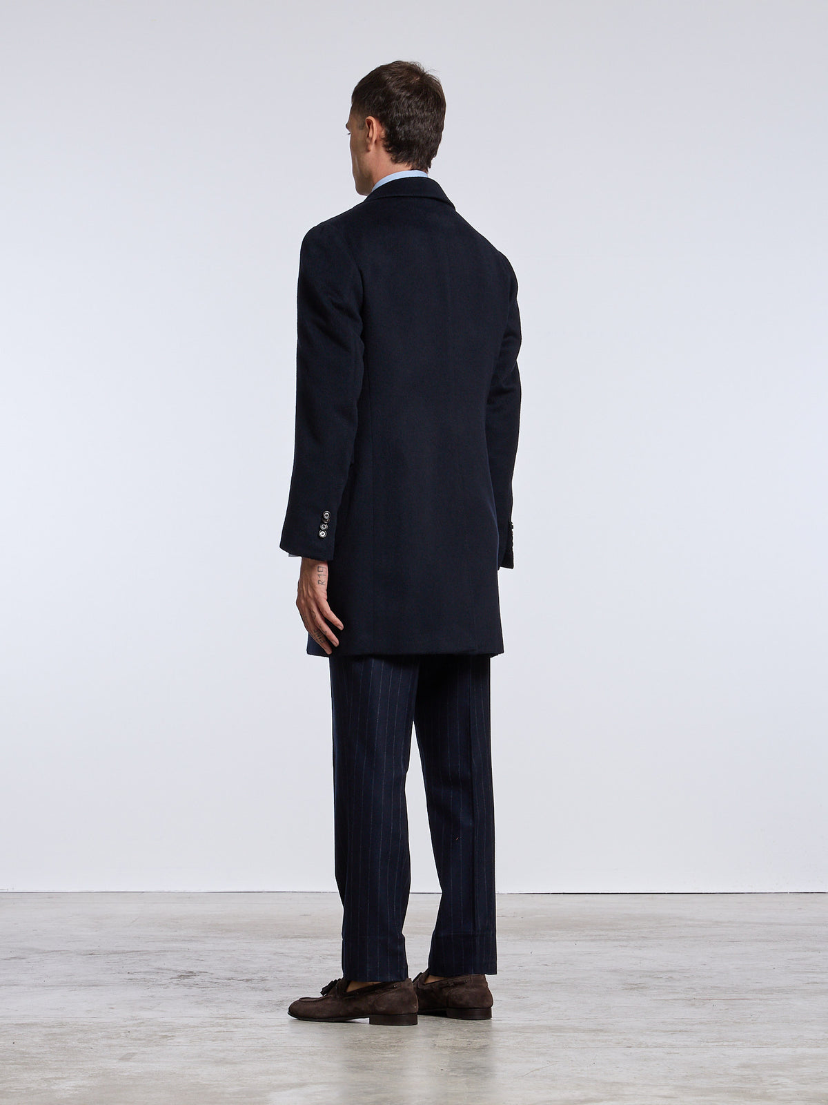 "TORINO" SINGLE-BREASTED WOOL COAT - BLUE