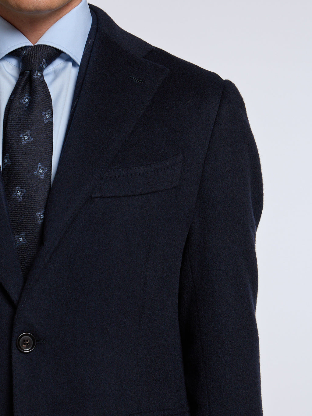 "TORINO" SINGLE-BREASTED WOOL COAT - BLUE