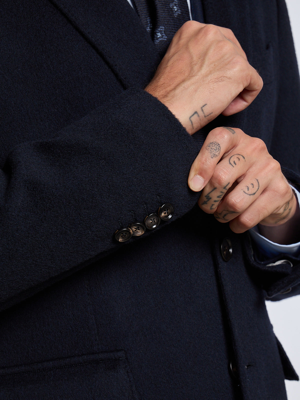 "TORINO" SINGLE-BREASTED WOOL COAT - BLUE