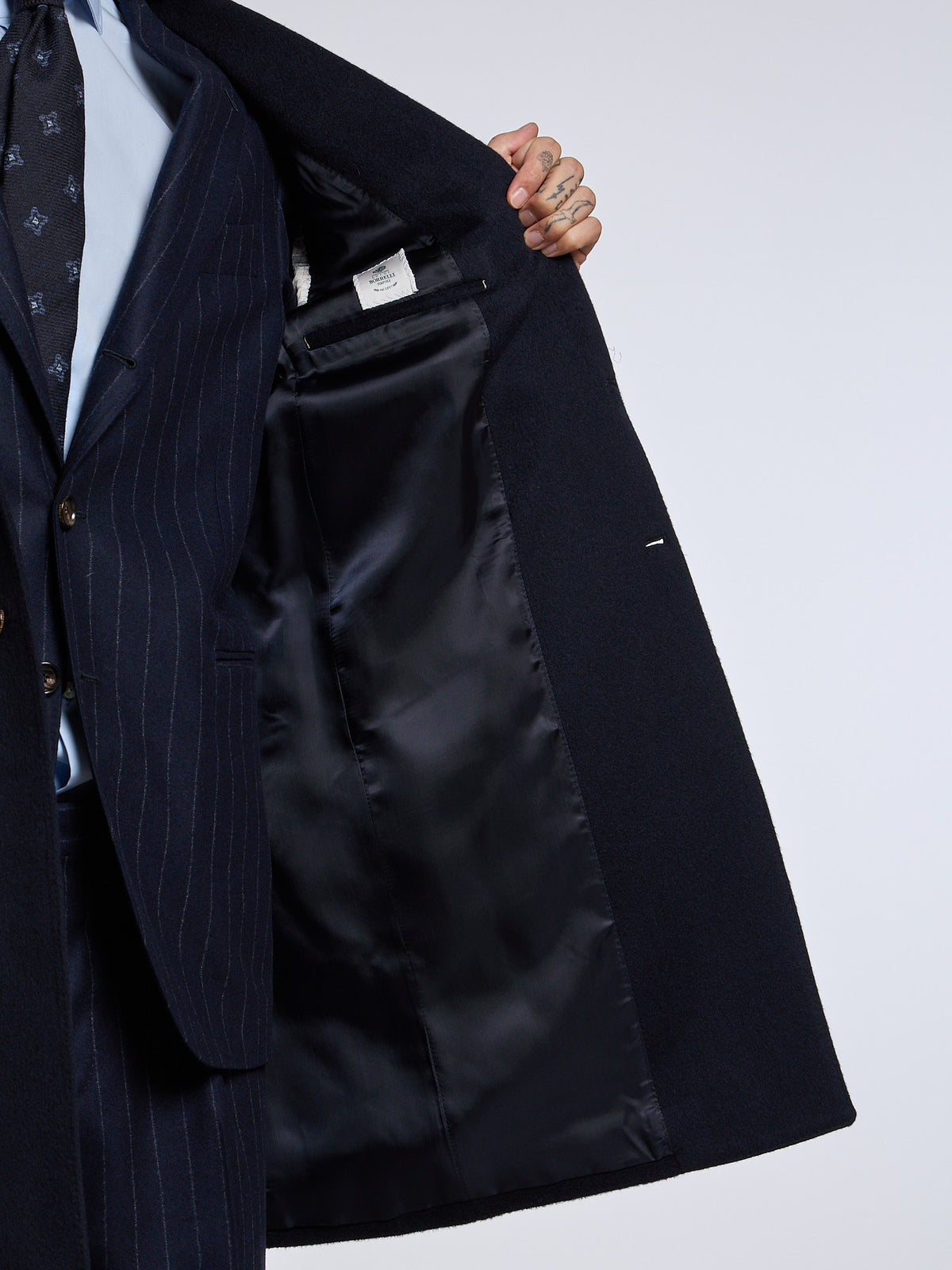 "TORINO" SINGLE-BREASTED WOOL COAT - BLUE