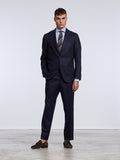 SINGLE-BREASTED WOOL PINSTRIPE SUIT - BLUE
