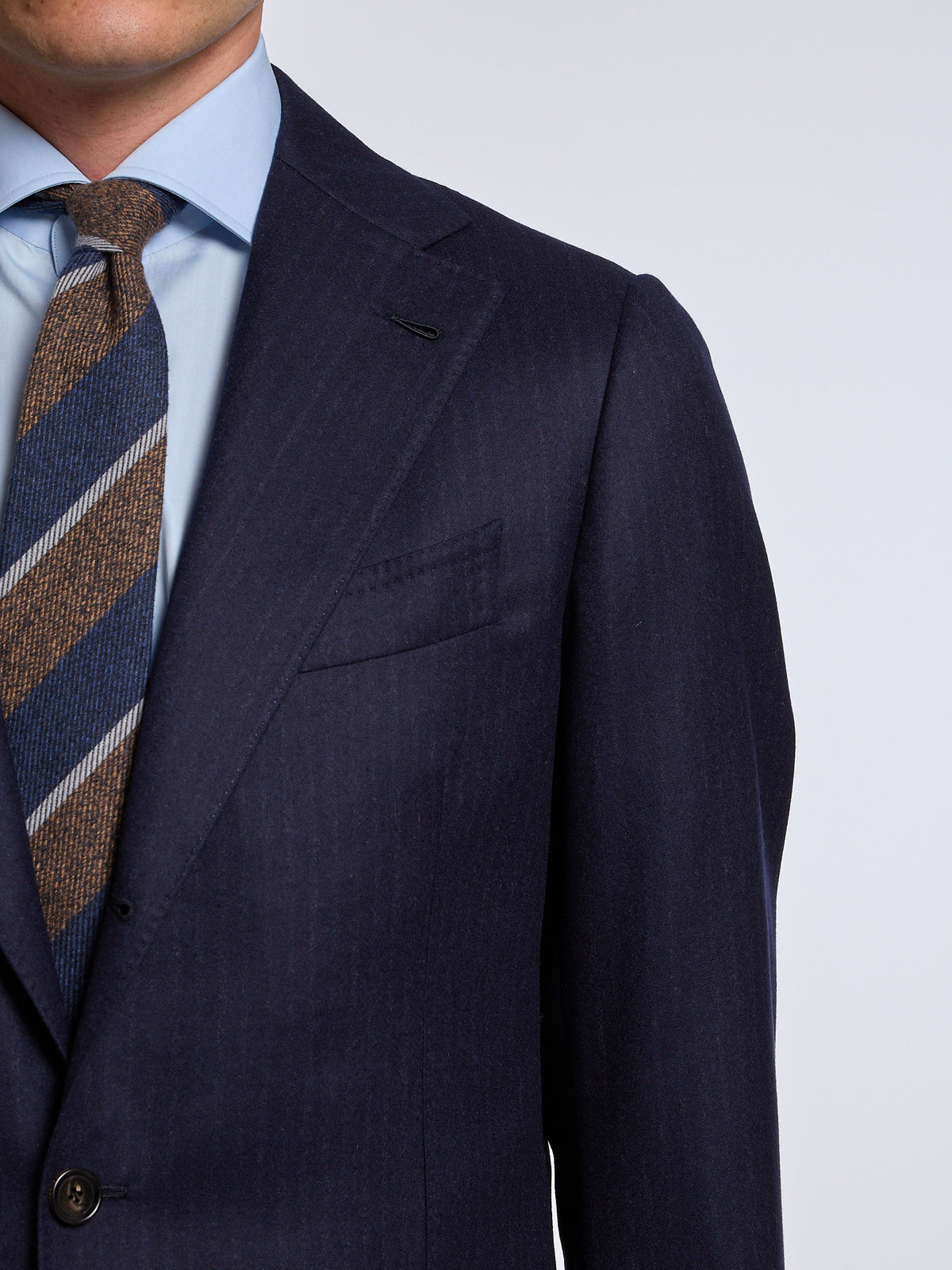 SINGLE-BREASTED WOOL PINSTRIPE SUIT - BLUE