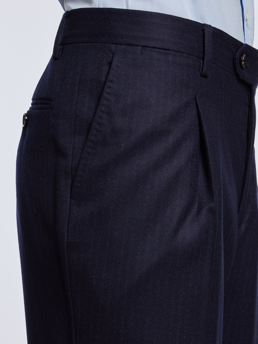 SINGLE-BREASTED WOOL PINSTRIPE SUIT - BLUE