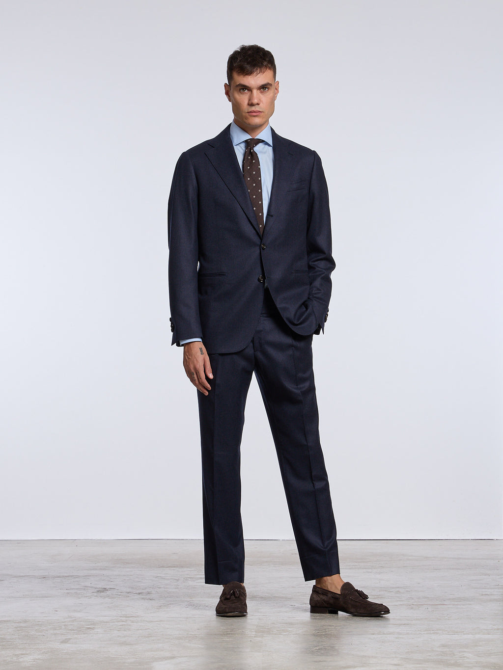 SINGLE-BREASTED WOOL SUIT - BLUE
