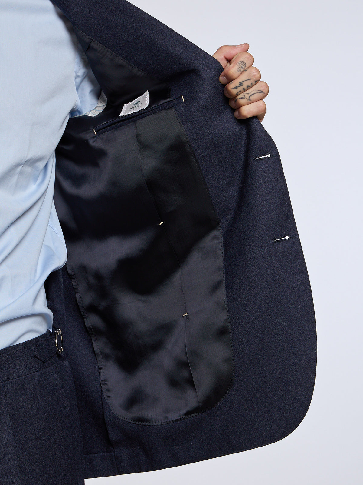 SINGLE-BREASTED WOOL SUIT - BLUE