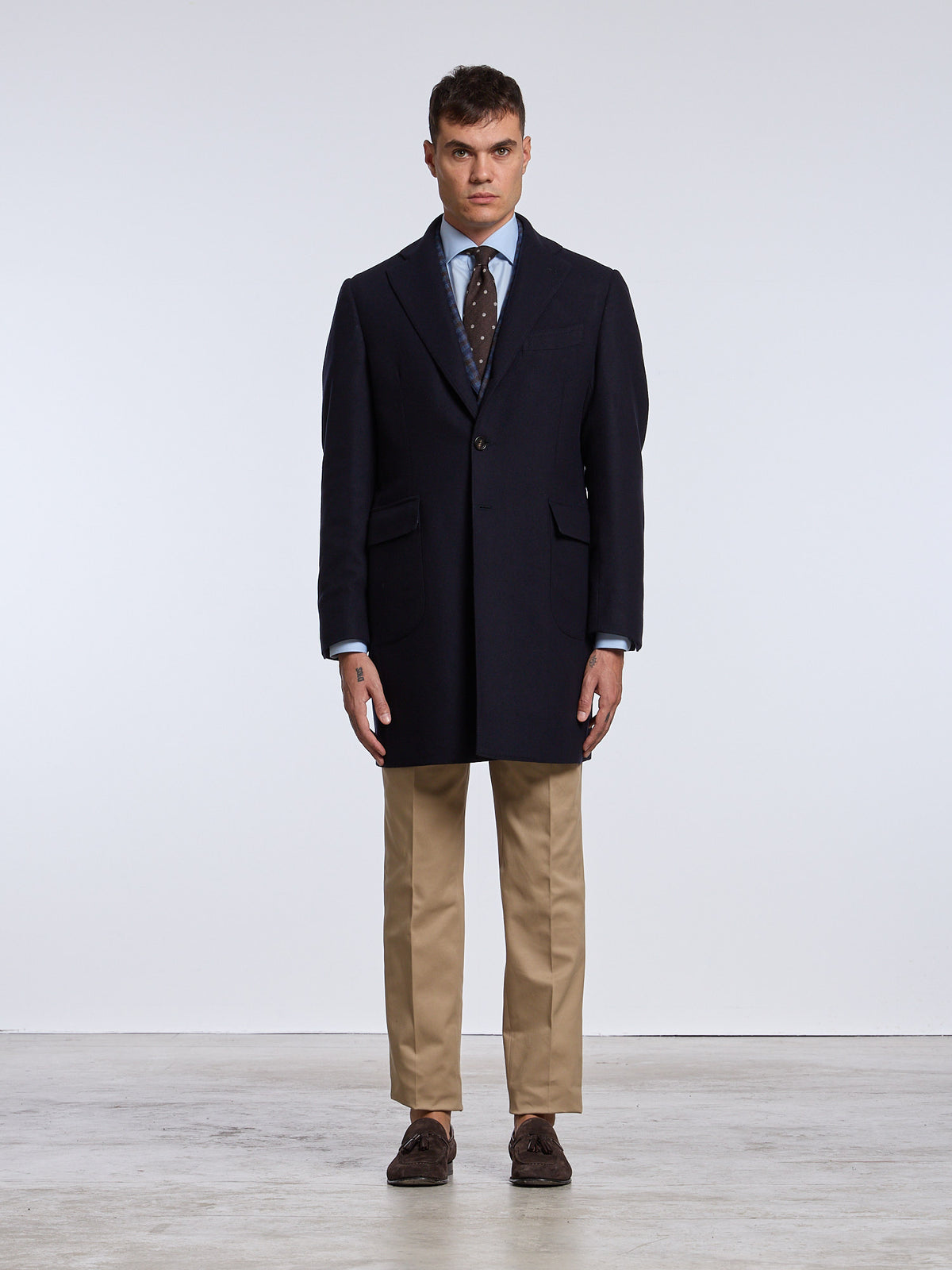 "TORINO" SINGLE-BREASTED WOOL COAT - DARK BLUE